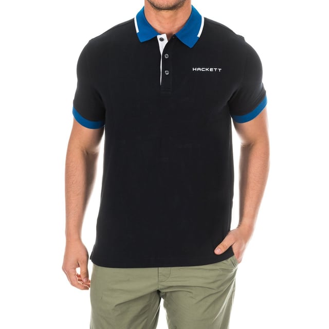 Short sleeve polo Hackett London.
 Lapel collar with contrast ribbed finish.
 Half button closure.
 Signature embroidery on the upper side.
 Comfortable and breathable fabric.
 Sleeves with contrast ribbed finish.
 Seams seen in tone.
 Composition: 100% cotton
 Care:
Wash maximum at 30ºC.
 - Iron at medium temperature, max. 110ºC.
 - It is not allowed to use a dryer.
 - Do not use bleach.
 - Does not support dry cleaning.