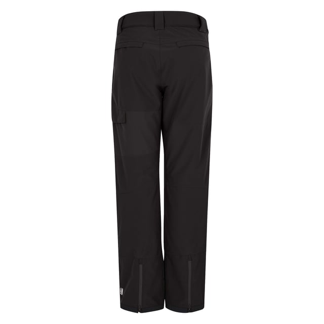 100% Recycled Polyester. Fabric: Stretch. Pockets: 2 Back Pockets, Zip, 2 Side Pockets, 1 Thigh Pocket. Waistline: Adjustable. Fabric Technology: AEP Kinematics, ARED 20/30, Breathable, DWR Finish, Thermal, Waterproof. Articulated Knee, Rear Zip, Snow Gaiters, Taped Seams. Fastening: Button, Zip. Sustainability: Made from Recycled Materials. Design: Plain. Lining: Stretch.