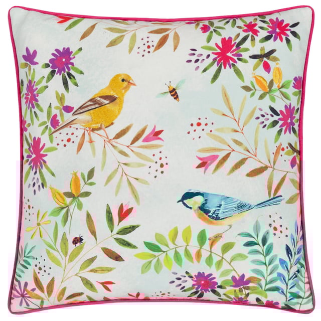 Add a touch of countryside charm to your home with the Daisy Hill Willow Birds Printed Cushion. Featuring a hand-painted design of delicate birds nestled among vibrant floral motifs, this cushion evokes the tranquillity of nature. The luxe-feel woven fabric offers a soft, comforting touch, while the elegant piped edging provides a sophisticated finish. Designed with a contrasting plain reverse, it brings versatility to your styling, letting you seamlessly pair it with rustic or relaxed interiors. Perfect for those who value both comfort and timeless beauty, this cushion transforms any living space into a serene retreat inspired by the natural world.