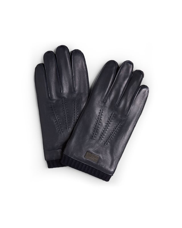 Ted Baker Blockk Leather Gloves Navy