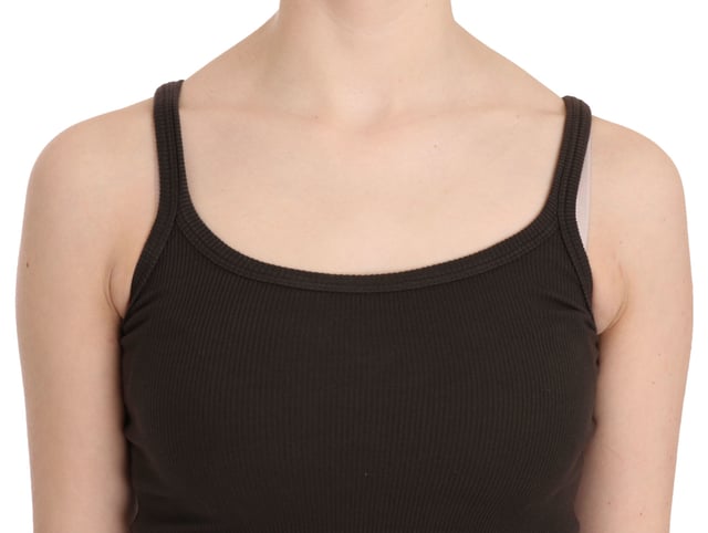 Brand: PINK MEMORIES
  Color: Dark Brown
  Model: Round Neck Sleeveless Spaghetti Strap Top Blouse
  Material: 100% Cotton
  Logo details
  Perfect for women
Material: 100% Cotton