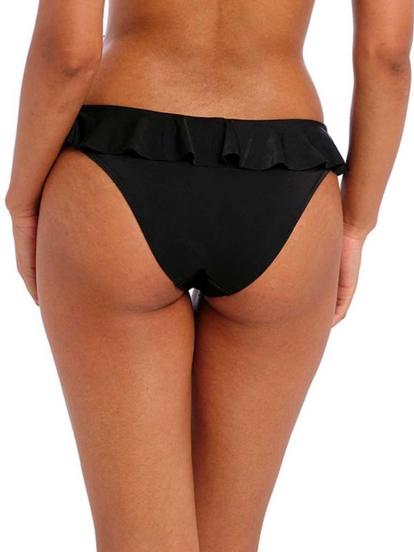 Freya Jewel Cove Italini Bikini Brief. Low rise with cut away back and frill detail. Product is made of 82% Nylon/Polyamide, 18% Elastane and is recommended hand-wash only.