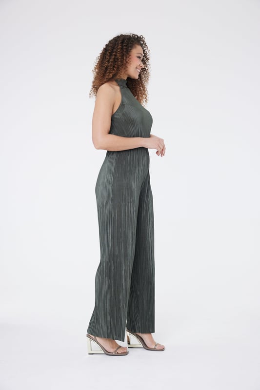 Este llamativo mono está confeccionado en tejido de satén plisado y ligero que favorece tu figura. El mono tiene la espalda baja y un escote halter que lo hace perfecto para cualquier evento nocturno. La cintura también es ligeramente elástica, lo que resalta una silueta favorecedora. Este mono plisado es el showstopper definitivo que destacará tus curvas. Combínalo con tus tacones favoritos o llévalo con unos zapatos planos para una noche que no olvidarás.

100% Poliéster

Lavado a máquina a 40°