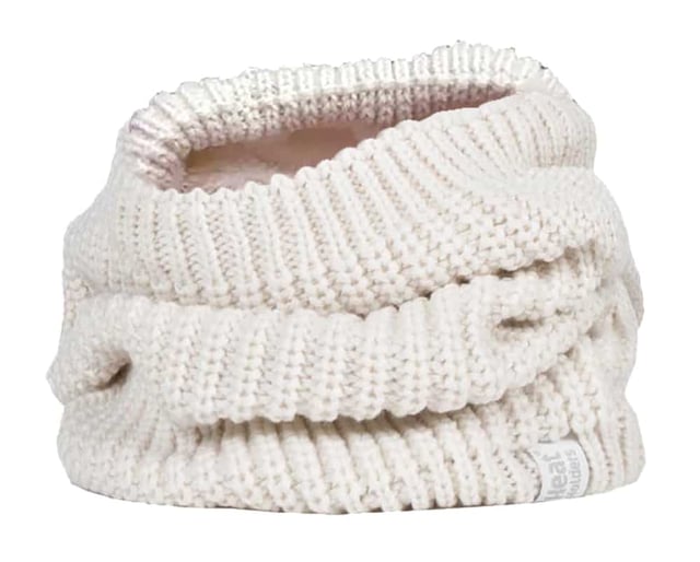 Warmer than a scarf and less trouble too, have you considered a neck warmer as the accessory to keep your neck warm instead of a scarf. This ladies Heat Holders chunky knit neck warmer is delightfully soft and warm, guaranteeing to engulf you in cosiness and warmth when the cold winter weather hits. The innovative Heat Weaver lining is the underlying secret as to why this neck warmer is so warm. It is a fur-like thermal lining that retains warm air designed to keep you warmer for longer. The advanced, high-performance Heat Holders insulating yarn built into this neck warmer also allows moisture to be wicked away from the neck warmer, especially helpful when you are trying to keep warm and dry on those wet miserable days. This chunky knit neck warmer covers more of your body as opposed to a traditional one. It is perfect for keeping warmth in around your head, throat and upper chest areas. These ladies chunky knit neck warmers are made from 100% acrylic on their outer and 100% polyester on their lining. They are available in 3 colours including black, purple and cream. They come in one size and they are machine washable.