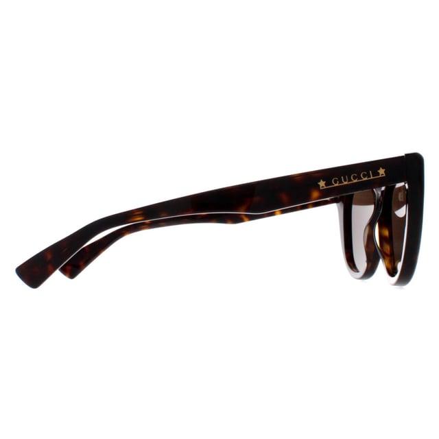 Gucci Cat Eye Womens Havana Brown GG1588S  Sunglasses are a stylish cat eye frame and the unmistakable Gucci logo on the temples. Crafted for both durability and fashion, these sunglasses provide exceptional clarity and UV protection while effortlessly merging timeless elegance with modern allure. Versatile and luxurious, they're the perfect accessory for any occasion, promising to make a bold statement and redefine your style with Italian finesse and contemporary flair.