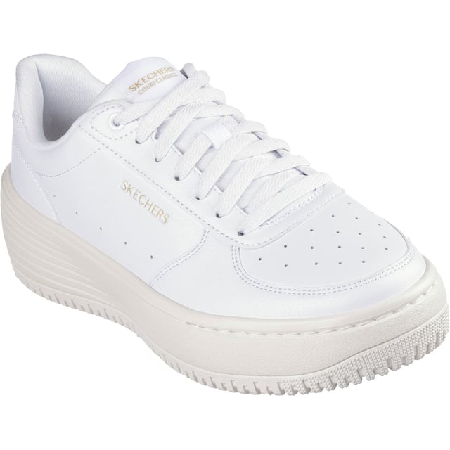 Grand 92 - Be Lifted Schuhe Aktualisiere deinen Look mit dem Skechers Grand 92 - Be Lifted, einem Klassiker im Kleiderschrank. Er hat eine cleane Court-Silhouette, ein geschnürtes Obermaterial aus Duraleather, eine gepolsterte Skechers Air-Cooled Memory Foam-Einlegesohle und eine gewagte Plateau-Zwischensohle.