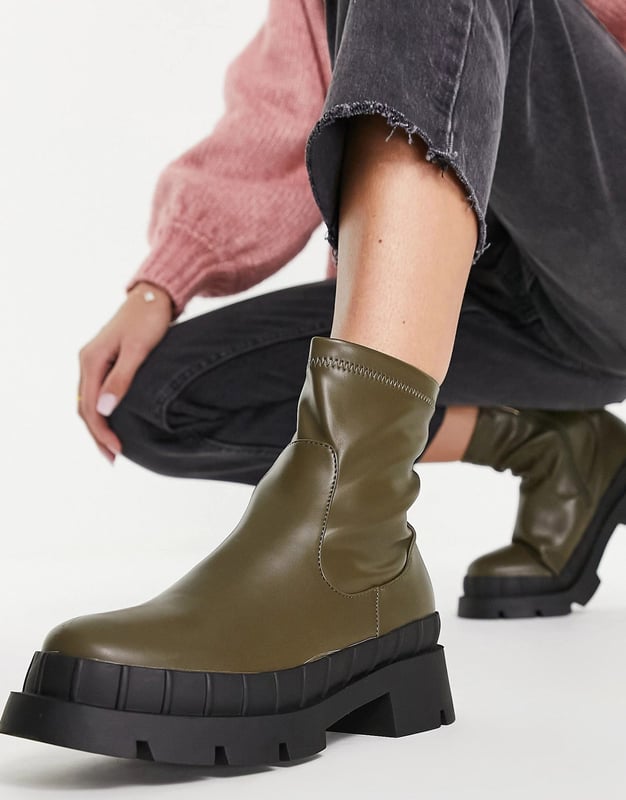 Wide fit chunky ankle hot sale boots