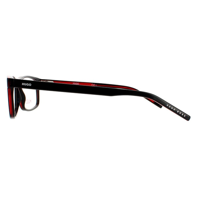 Hugo by Hugo Boss Glasses Frames HG 1004 OIT 16 Black Red Men  are a classic rectangular style frame made entirely of lightweight acetate with Hugo branding on the temples.