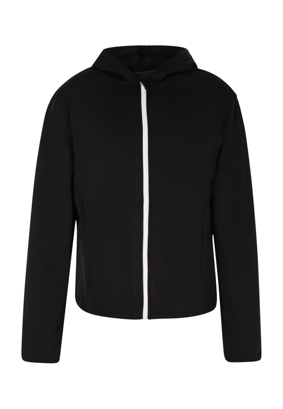 Entworfen für mühelosen Stil, präsentiert diese Kapuzenjacke eine schlanke Silhouette mit einem durchgehenden Reißverschluss und zwei Vordertaschen. Die klaren Linien und die reguläre Passform bieten einen vielseitigen Look, der für verschiedene Anlässe geeignet ist. Komplett mit langen Ärmeln und einer verstellbaren Kordelkapuze strahlt diese Jacke lässige Eleganz aus.  Jacke