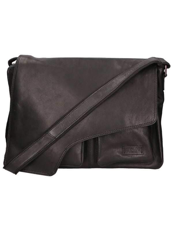 Bolso de mano para hombre de piel con doble apertura con cremallera, equipado con bandolera extraíble y ajustable. Producto elaborado artesanalmente en auténtico pelo de ternera engrasado.