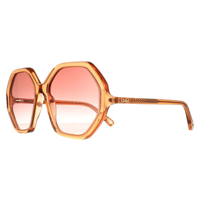 Las gafas de sol Chloe Round Womens Orange Crystal Pink Gradient Ch0008S Esther son un práctico estilo hexagonal elaborado en acetato ligero. El logotipo de Chloe aparece en las patillas delgadas para autenticidad de la marca.