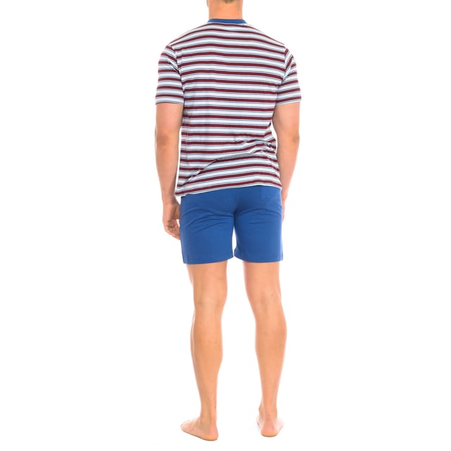 Short-sleeved pajamas and shorts.
 Round neckline with ribbed finish.
 Adjustable elastic waistband.
 One open back pocket.
 Seams seen in tone.
 Composition: 100% cotton
 Care:
Wash at maximum temperature 30º.
 Dry at low temperature.
 Do not use bleach.
 Do not iron.
 Do not dry clean.