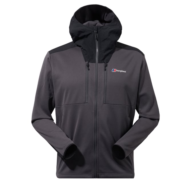 The Berghaus Mens Reacon Hooded Jacket ensures you can take on cold and wet weather with ease. The snug fitting jacket is equipped with an adjustable hood for added coverage and zipped hand pockets for small belongings. The jacket is coated with durable water repellent coating ensuring that the rain hits the surface and rolls off keeping you dry and comfortable. Berghaus logo to left chest.  The fabric is MADEKIND and buesign approved making this jacket ECO-FRIENDLY.