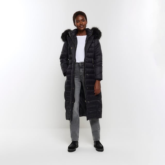 River island best sale black coat womens