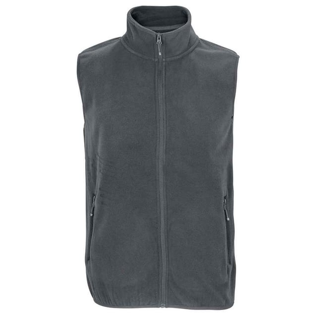 100% Recycled Polyester. Fabric: Microfleece. Design: Plain. 280gsm. Fabric Technology: Anti-Pilling. Bound Armholes, Tearaway Label, Unlined. Cuff: Elasticated. Neckline: High-Neck, Reinforced, Taped. Sleeve-Type: Sleeveless. Pockets: 2 Side Pockets, Zip. Fastening: Full Zip. Hem: Bound, Elasticated. Sustainability: ACCORD, Amfori, BSCI, Fair Wear Approved, GRS Certified, Made from Recycled Materials, Oeko-Tex Standard 100 Certified, PETA-Approved Vegan, REACH, SAC Approved. XS: 36 in. S: 38 in. M: 40 in. L: 42 in. XL: 44 in. XXL: 47 in. 3XL: 49 in. 4XL: 52 in. 5XL: 55 in.