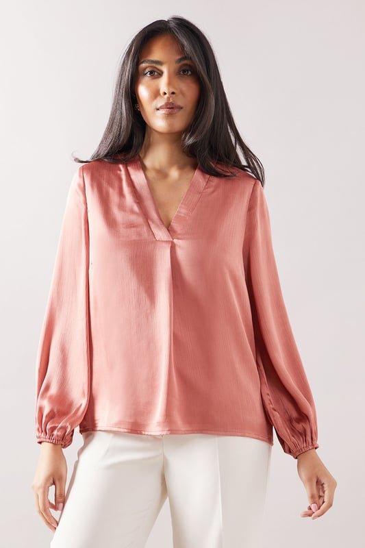 Petite Crinkle Satin Overhead Shirt