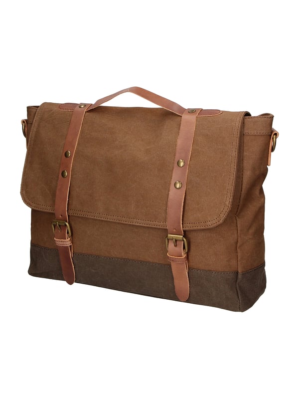 Unisex schoudertas gemaakt van canvas en echt leer. Handgemaakt product