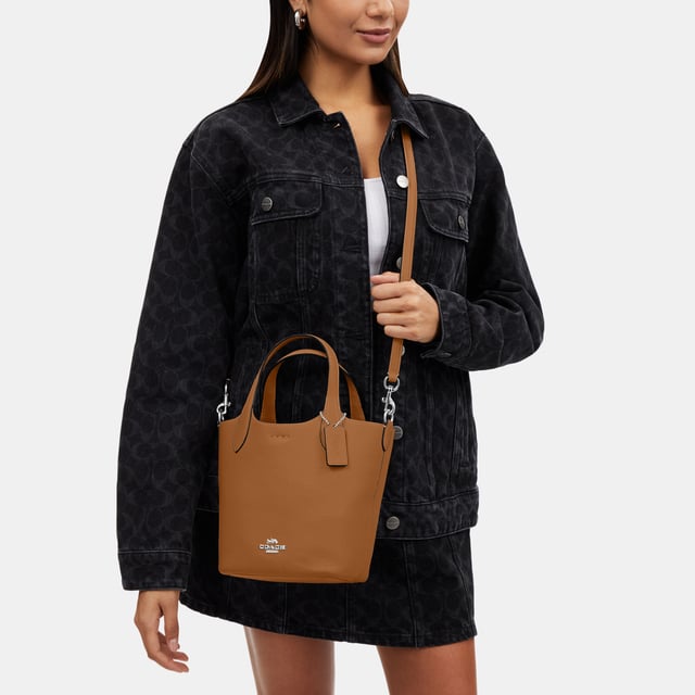 Hanna Bucket Bag in Double Face Leather Length 17.5cm,  Width 19.5cm, Height 13.0cm