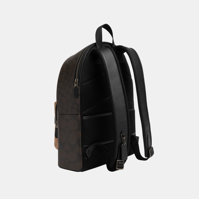 West Backpack in Blocked Maxi Signature, Two separate main compartments with zip closures
 Inside zip, cell phone and multifunction pockets, Outside zip pocket,  Length: 32.00 cm,  Width: 15.00 cm,  Height: 42.50 cm