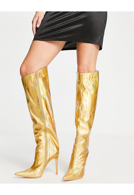 Gold knee boots hot sale