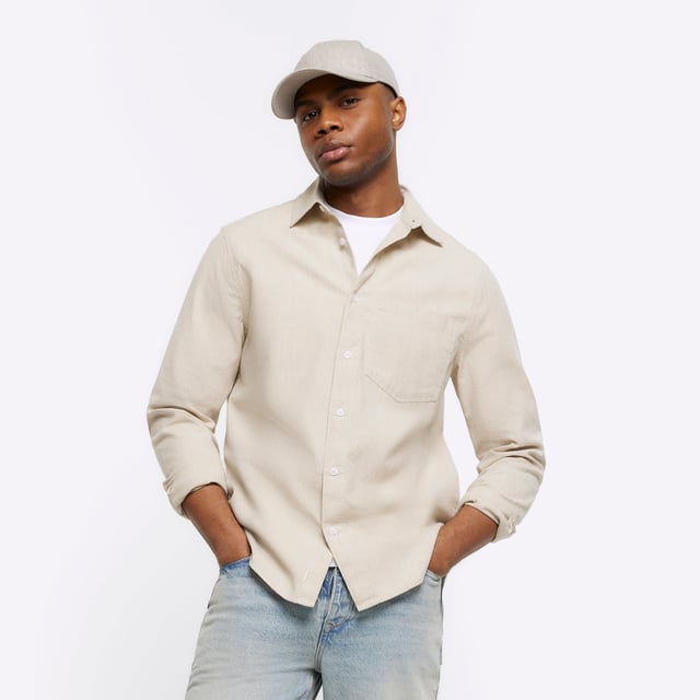 Regular fit, Linen blend, Collared, Long sleeves, Cuffed, Button fastening