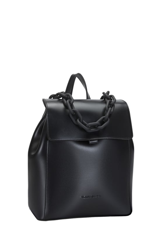 This everyday backpack will become your wardrobe staple, the dreamy soft exterior featuring stitching detail, our debossed logo, and a chunky chain, grab handle is surely a statement piece. This contemporary bag is not only stylish and roomy but puts comfort first with adjustable straps, all done at the ease of a buckle. Features: , Claudia Canova blind debossed logo, Flapover front with two mag-dot fastenings, 2x grab handles, Two adjustable backpack straps, Gunmetal hardware, Side clip feature to widen the bag if needed Style Ref: 84304 BLACK