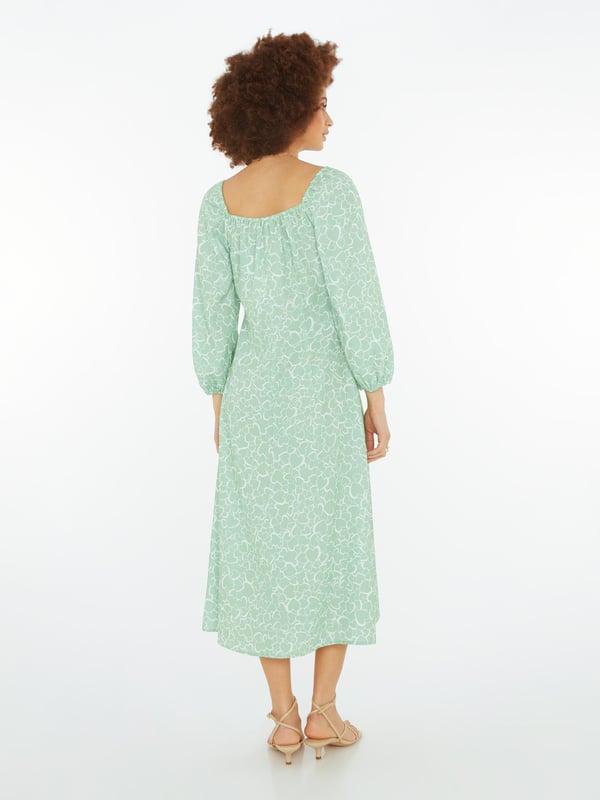 Robe Sans Manches H&M Divided - Taille 6 Imprimé Cœurs Vert - Dos Noué - Occasion Très Bon état