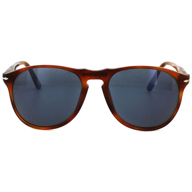 Persol Sunglasses 9649 96/56 Terria di Siena Tortoise Blue are a slimmer version of the massively popular 0649 model with the Victorflex flexible bridge with one of the very first keyhole shaped bridge designs copied here. This Terra Di Sienna model is from the vintage collection with vintage acetate and the techniques that made them revived for an authentic and extremely high quality finish.