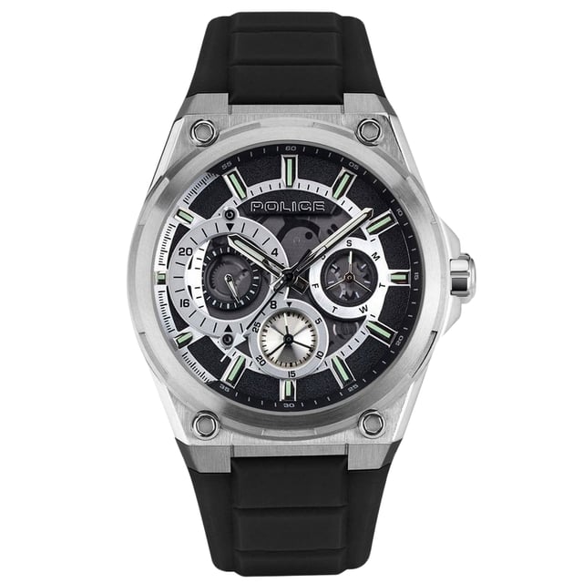 POLICE PEWJQ2203201 Uhr Mann Quarz• Material: Edelstahl• Glas: Mineral• Armband: Silikon• Farbe: Grau• Wasserbeständigkeit: 50 m (5 ATM)• Gehäusegröße: 45 mm