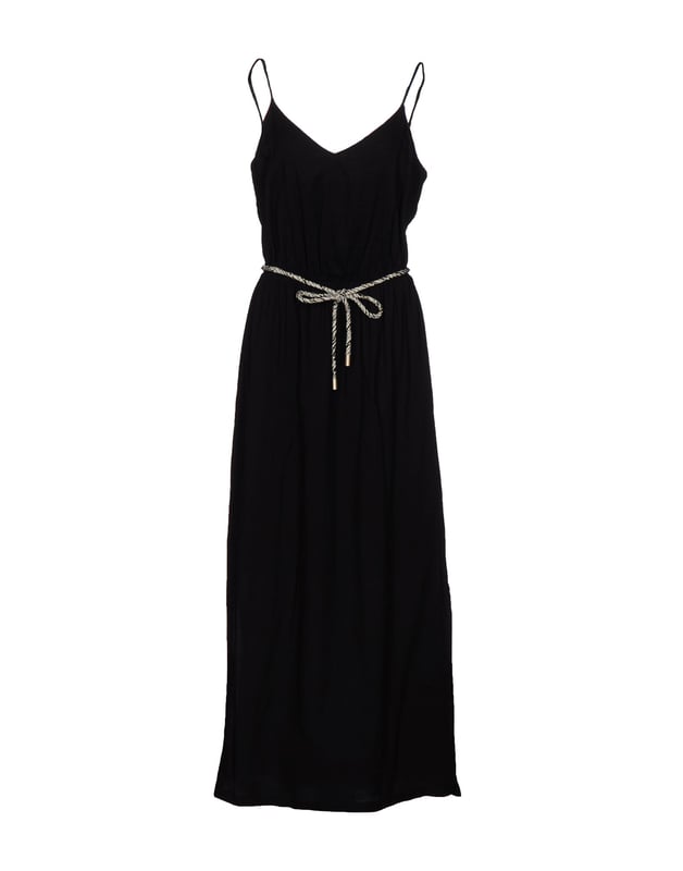 plain weave, solid colour, deep neckline, sleeveless, belt, no pockets, dual front slits, empire style