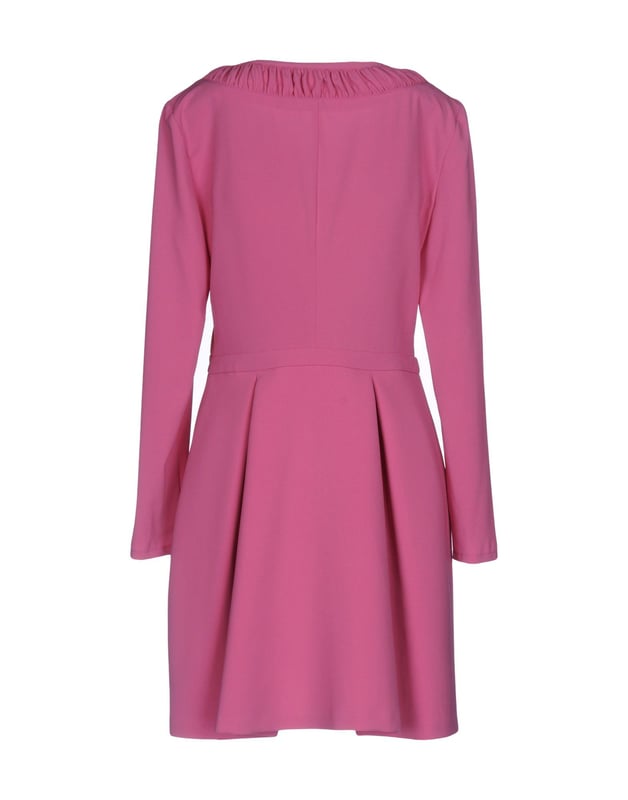 cr�pe, solid colour, round collar, long sleeves, pleated detailing, no pockets, unlined, side closure, zip closure, stretch, flared style