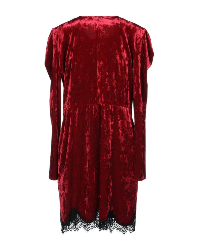 chenille, lace, logo, basic solid colour, round collar, long sleeves, no pockets, unlined, side closure, zip, stretch, dress