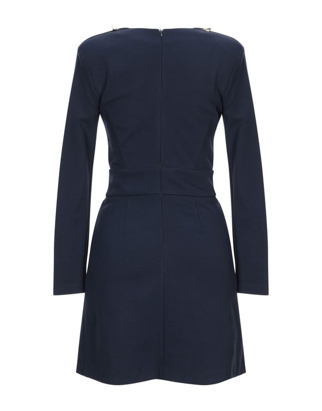 jersey, ruffles, basic solid colour, v-neck, long sleeves, no pockets, rear closure, zip, unlined, stretch, dress