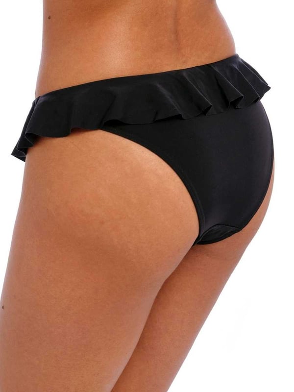 Freya Jewel Cove Italini Bikini Brief. Low rise with cut away back and frill detail. Product is made of 82% Nylon/Polyamide, 18% Elastane and is recommended hand-wash only.