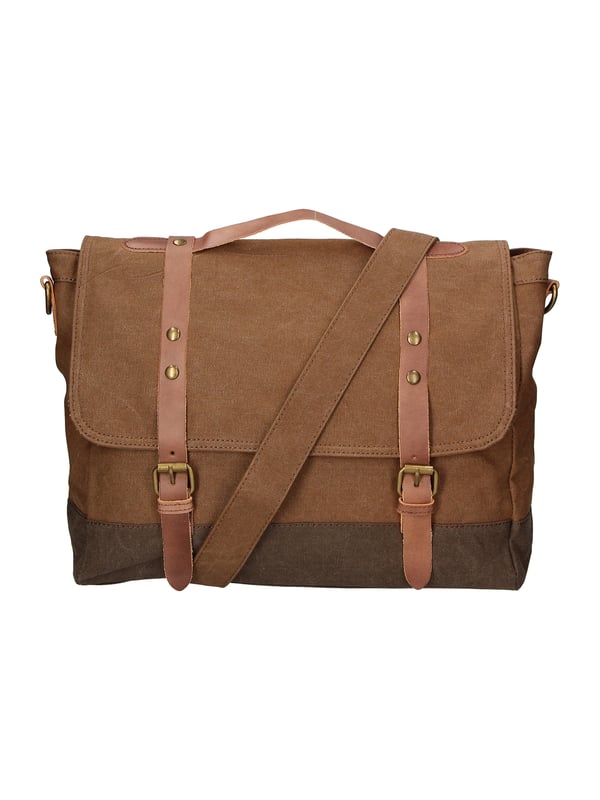 Unisex schoudertas gemaakt van canvas en echt leer. Handgemaakt product