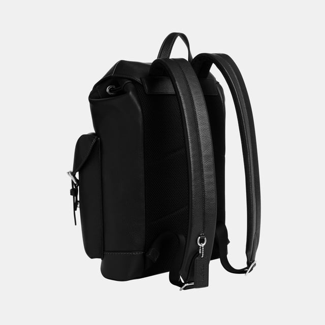 Warner Backpack in Pebbled Leather, Inside zip and multifunction pockets
 Inside laptop sleeve, Outside snap pockets,  Length: 31.50 cm,  Width: 17.50 cm,  Height: 43.00 cm