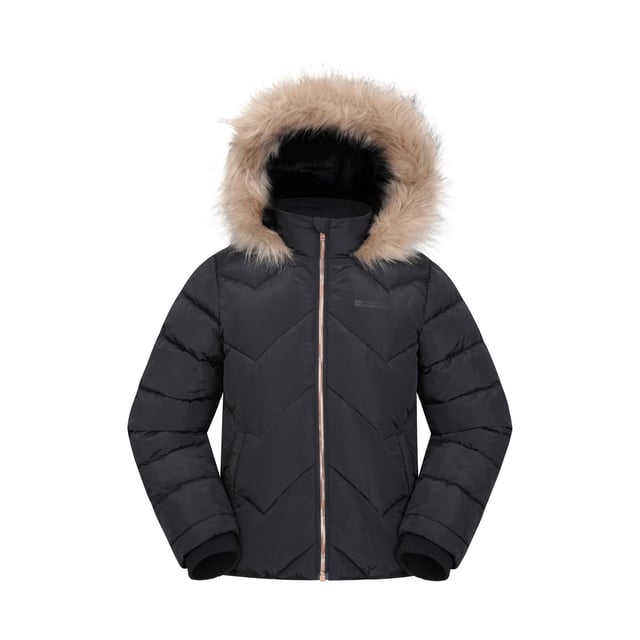 Material: Elastane, Elastodiene, Modacrylic, Polyester, Synthetic. Lining: Fleece. Fabric: Microfibre. Design: Logo, Plain. Fabric Technology: DWR Finish, Insulating, Isotherm, PFC Free, Water Resistant. Cuff: Elasticated. Neckline: Hooded. Sleeve-Type: Long-Sleeved. Hood Features: Faux Fur Trim. Length: Short. Pockets: 2 Side Pockets. Fastening: Full Zip. 5-6 Years: 24 in. 7-8 Years: 26 in. 9-10 Years: 28.5 in. 11-12 Years: 31 in. 13 Years: 33 in.