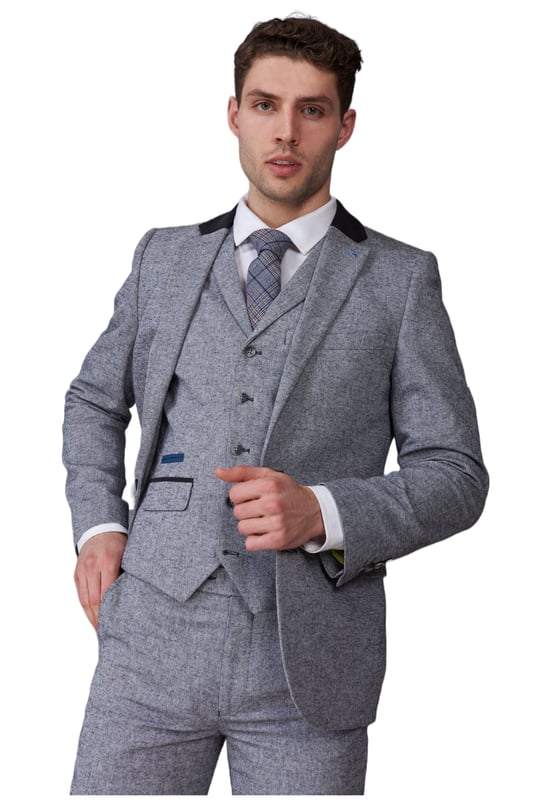Harry Brown Arthur Grey Suede Trim Three Piece Suit