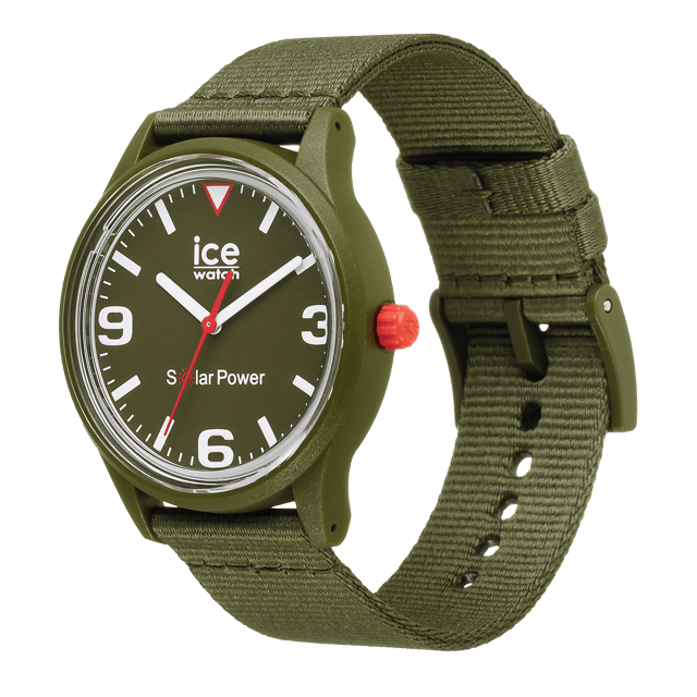This Ice Watch Ice Solar Power - Khaki Tide Analogue Watch for Unisex is the perfect timepiece to wear or to gift. It's Green 40 mm Round case combined with the comfortable Green Fabric watch band will ensure you enjoy this stunning timepiece without any compromise. Operated by a high quality Quartz movement and water resistant to 5 bars, your watch will keep ticking. Go green with this solar powered watch recharges itself in any kind of light,This solar watch does not require any battery replacement. High quality 19 cm length and 19 mm width Green Fabric strap with a Buckle Case diameter: 40 mm,case thickness: 12 mm, case colour: Green and dial colour: Green