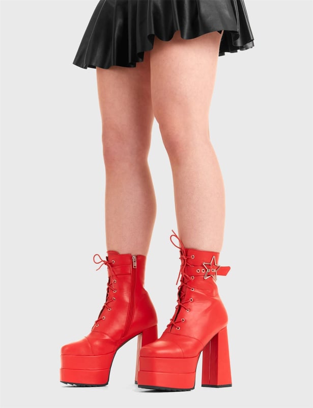 Red platform ankle boots store