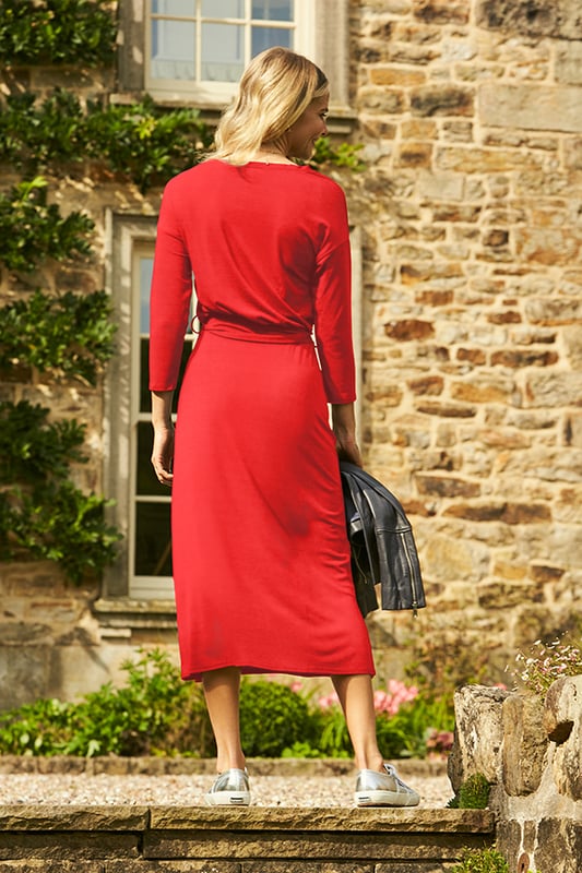 Bright red shop midi dress