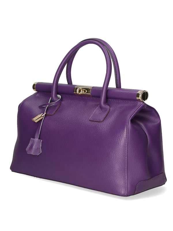 Bolso de mano de mujer de dos compartimentos con bandolera extraíble. Producto artesanal italiano en piel genuina dólar. Hecho en Italia