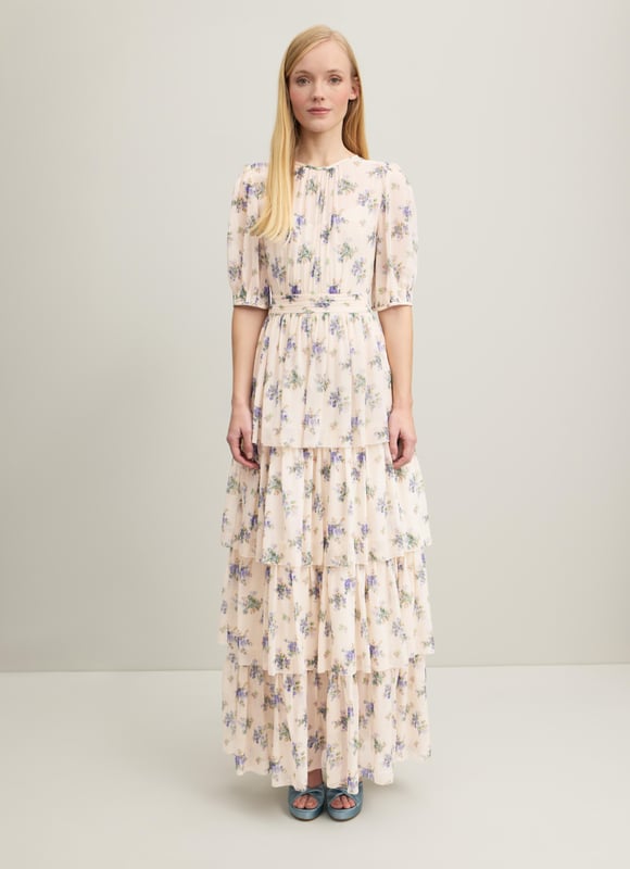 Floaty and fluttery, the new Bouvier dress in our Royal Ascot collection, has also been made to our Perfectly Petite* proportions. A real beauty of a dress, it'll turn heads at every opportunity. It's crafted from slightly-sheer luxurious silk with a cream and blue bouquet print, which is a reimagition of a French mid 19th century design. It has a slip layer, a round neck with pleat detail, short sleeves with pleated cuffs, a cummerbund belt, and a ruffle tiered maxi skirt. Frothy and fun, wear her with towering heels and chic clutch bag. 

*Perfectly Petite
Our Perfectly Petite range is crafted for a flattering fit on those 5’3” and below. Not simply graded down, our petite collection is caully measured to ensure the perfect fit across every piece of clothing. Dress confidently in love-forever, investment pieces made with you in mind and bring the extraordiry to the ordiry, everyday.