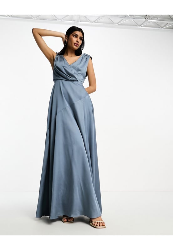 Dusky blue maxi top dress