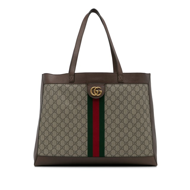 Vintage Gucci x Disney Large GG Supreme Three Little Pigs Ophidia Tote Bag Brown