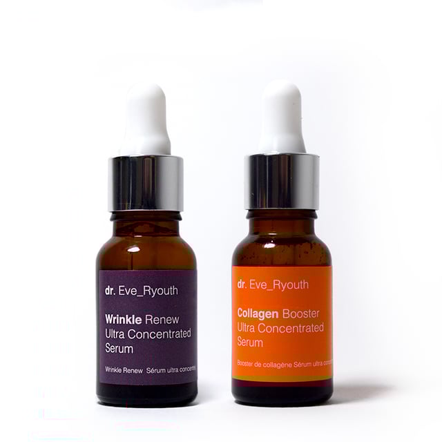 Collageen Booster Ultra Geconcentreerd Serum 15ml
 
 Samengesteld voor:
 Rimpels en fijne lijntjes
 Verlies van stevigheid
 Ongelijkmatige teint
 
 Collagen Ultra Concentrated Serum is speciaal samengesteld voor fijne lijntjes en rimpels en voor de huid die haar jeugdige stevigheid verliest.
 
 Feiten:
 +1 super rimpel ingrediënt
 +1 super hydraterend ingrediënt
 +2 lichtgewicht oliën
 
 
 Helichrysum Stoechas
 Natuurlijke antioxidant die de huid beschermt tegen schade door vrije radicalen.
 

 Wrinkle Renew Ultra Geconcentreerd Serum 15ml
 
 Samengesteld voor:
 Rimpels en fijne lijntjes
 Verlies van stevigheid
 Ongelijkmatige teint
 
 Wrinkle Renew Concentrated Serum is speciaal samengesteld voor fijne lijntjes en rimpels en voor de huid die haar jeugdige stevigheid verliest.
 
 Feiten:
 +1 super rimpel ingrediënt
 +1 super hydraterend ingrediënt
 +2 lichtgewicht oliën

 
 Sojaolie
 Sojaolie bevat veel antioxidanten die de huid beschermen tegen vrije radicalen.
 
 Gebruik: Breng 's ochtends en 's avonds 2-3 druppels aan op de gereinigde huid, vervolg met een moisturizer.