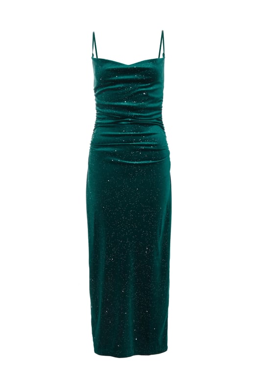 green emerald velvet dress Katelyn Velvet Maxi Wrap Dress main image 0