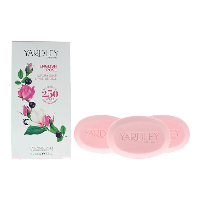 The Yardley English Rose 3 Piece Gift Set is the ideal gift for those who want to add a bit of luxury to the life of someone close. The soaps each contain the high level of quality we've come to expect of Yardley over the last 250 years, and have a glorious scent of English Rose that will leave the user smelling fresh, clean and like a wonderful English garden. The soaps themselves contain moisturising oils and cream to help improve the feeling of skin.