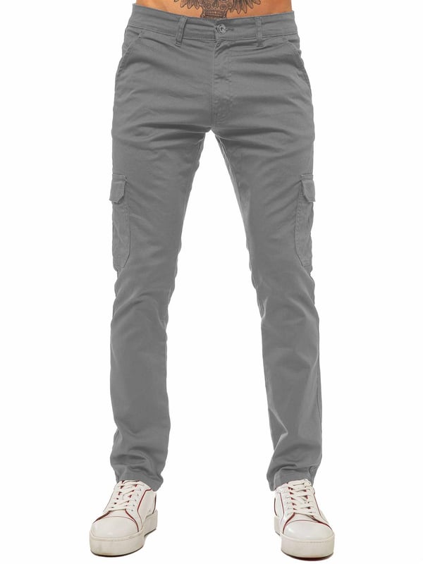 These Enzo Mens Combat Chinos features 2 front pockets, 2 back pockets, 2 Velcro side pockets and a zip fly fastening. Crafted from 98% Cotton and 2% Lycra, these Slim Fit Chinos are available in Regular leg (32”) only