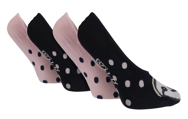 4 Pack Ladies No Show Socks Wildfeet Novelty Invisible Socks